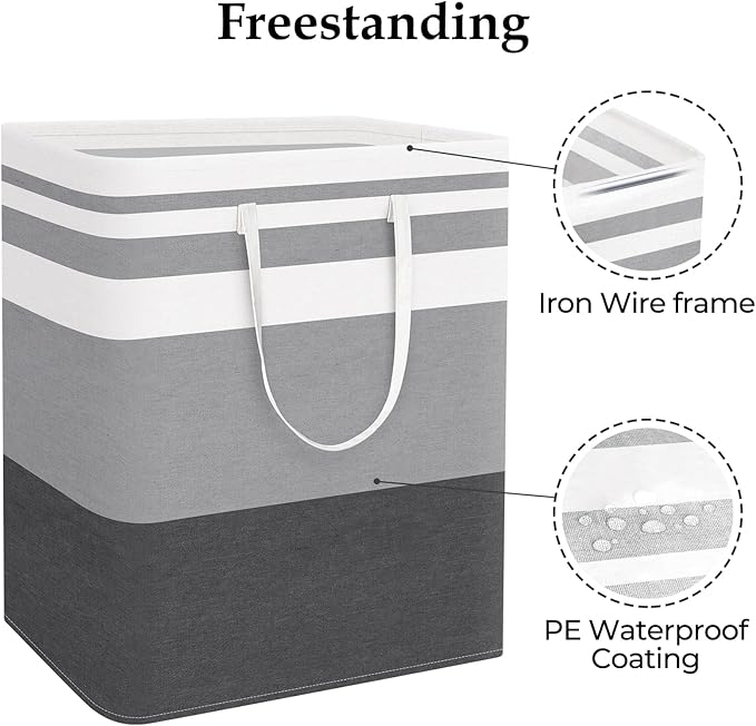 StorageRight Laundry Basket Hamper Large Collapsible Laundry Hamper with Easy Carry Handles，Freestanding Clothes Hampers for 