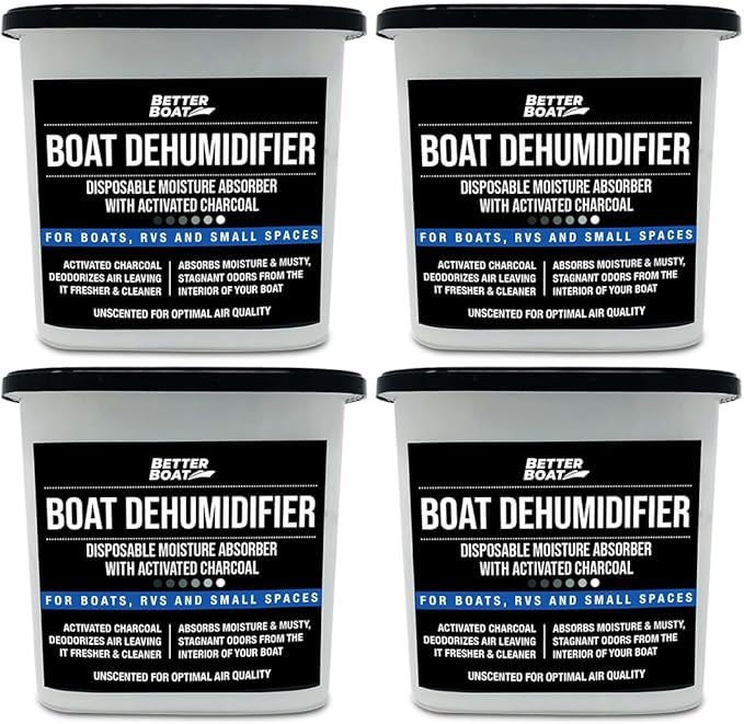 Moisture Absorber 4 Pack with Activated Charcoal Dehumidifier Bucket, Unscented Odor Absorber for Closet Basement Bathroom