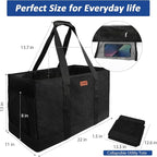 MHOMER Reusable Grocery Bags Extra Waterproof Large Utility Tote Bag with Carrying Handles Foldable Shopping Bags for Storage Space Saving Reinforced Bottom Durable Oxford Fabric Black