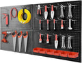 Jack Boss 48x24 Inch Metal Pegboard Wall Organizer, Black Pegboard Panels Tool Organizer Kit with Accessories Hooks and Bins,