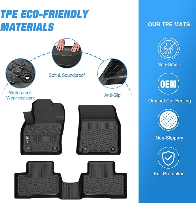 Nilight TPE Floor Mats for Volvo XC40 (Not for Recharge) 2019 2020 2021 2022 2023 2024 2025, All Weather Custom Fit Heavy Duty Floor Liners