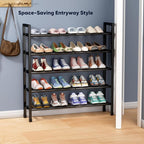 Abiglifty 5-Tier Expandable Shoe Rack,17"-33" Adjustable Shoe Rack for Closet,Metal Shoes Shelves for Front Door Entrance, Ga