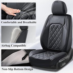 Coverado Car Seat Covers Full Set, Front and Back Seat Covers for Cars, Luxury Faux Leather Waterproof Seat Covers, Black Car