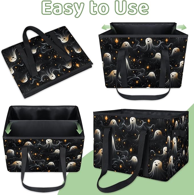 Reusable Grocery Bags Heavy Duty Shopping Bags Foldable Large Tote Bags with Long Handles & Hard Bottom