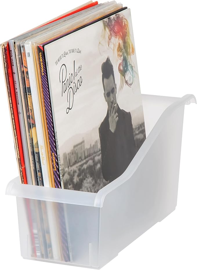 IRIS USA Plastic Book Bin Magazine Holder, 8-Pack, Vertical Standing Connecting Container Box for Office Dorm Study Homework 