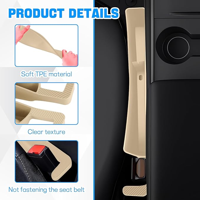 2PCS Car Seat Gap Filler Organizer, Car Seat Organizer, Multifunctional Seat Gap Storage Box for Phone Key, Fill The Gap & Stop Things from Dropping, Universal for Most Vehicles (Beige)