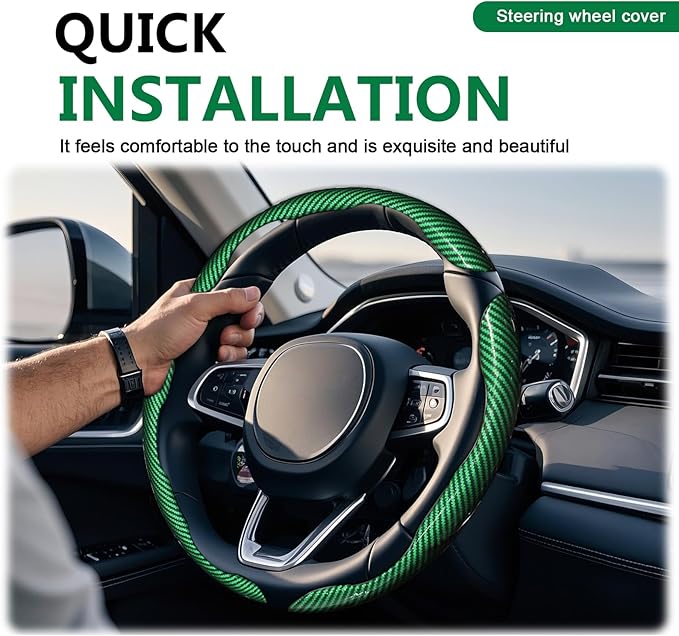 3pcs Universal Carbon Fiber Steering Wheel Cover - Anti-Slip & Segmented Design, Universal 99% Durable Steering Wheel Protect