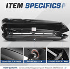 Auto Dynasty Rooftop Cargo Box Hard Shell Carrier Waterproof Storage Case with Locks & Keys Fits Vehicles with Cross Bars, 13 Cubic Feet 110LBS Capacity, 72'' L x 30'' W x 12'' H, Glossy Black