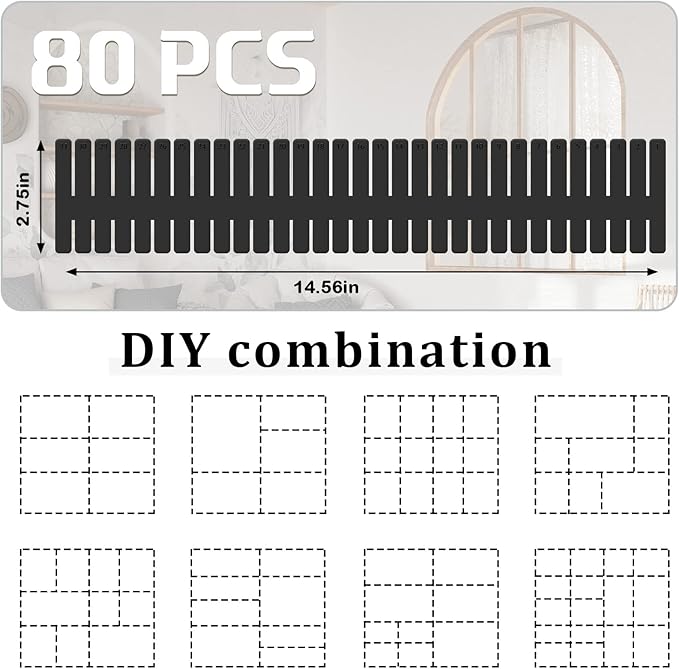 Vesici 80 Pcs Drawer Dividers Adjustable Plastic Organizer DIY Separators Storage Dividers for Socks, Underwear, Makeup, Tidy