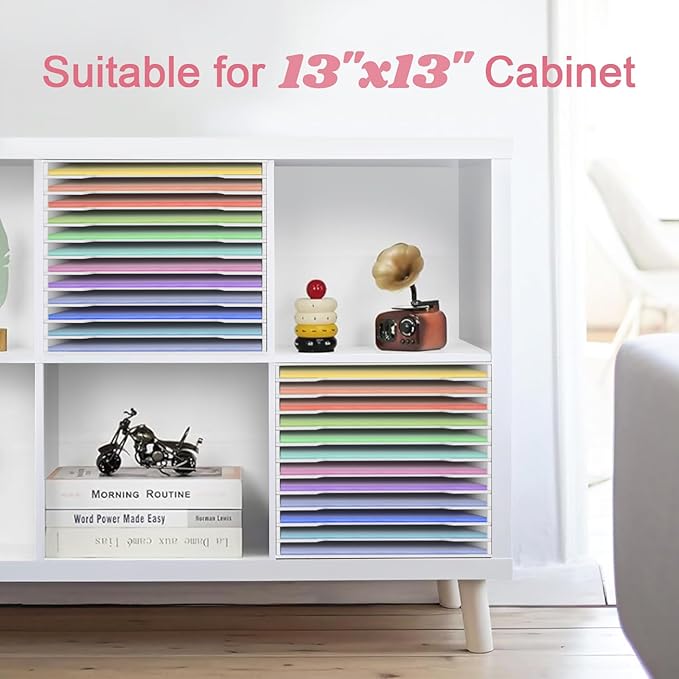 SONGWAY 12x12 Paper Storage Organizer - 13 Tier Desk File Organizer with Adjustable Shelves, Letter Mail Tray, 12x12 Stackabl