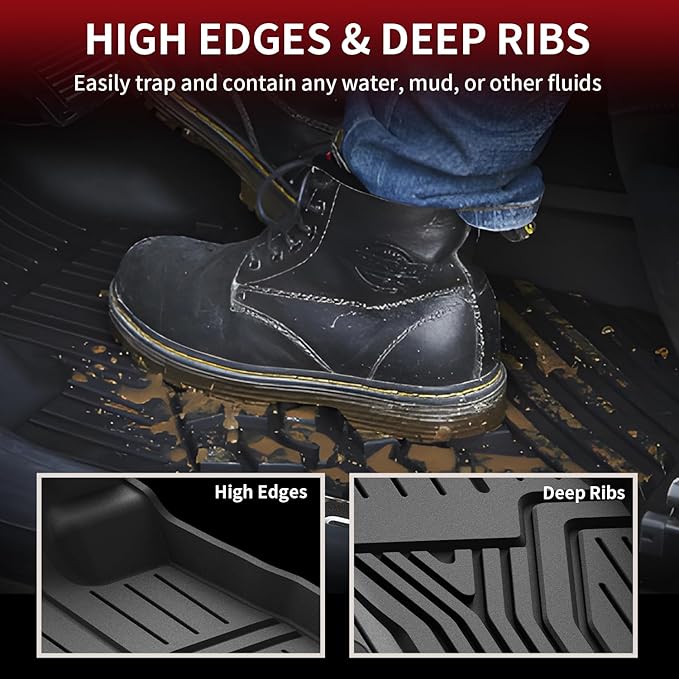 LASFIT Floor Mats & Trunk Mat with Backrest Mat for Honda Pilot 2023-2025 2026, Split & One-Piece Foldable Seating All Weather TPE Floor Liners 1st & 2nd & 3rd Row & Cargo Mat with Seatback Mat, Black