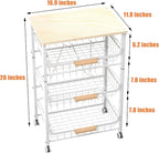 NiuYichee 4-Layer Fruit Basket Kitchen Food Storage Organizer and Storage Rack, Stackable Storage cart with Desktop, Pull-Out