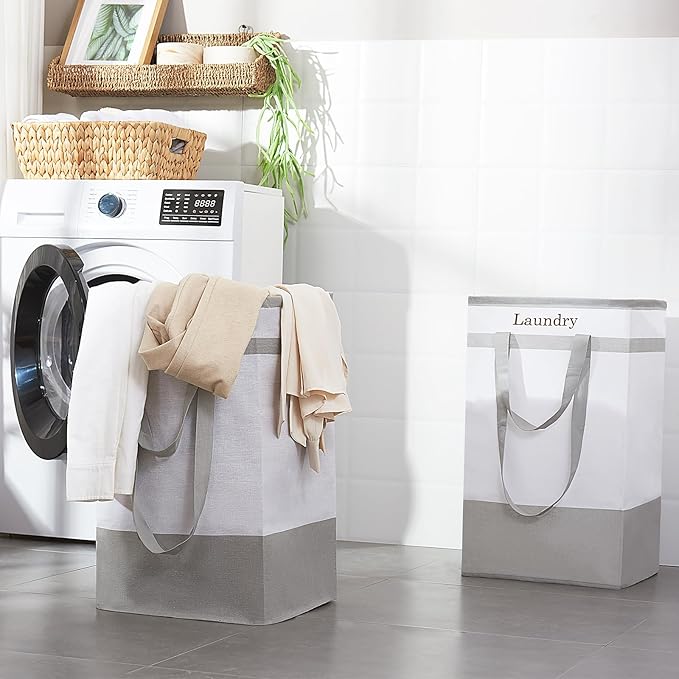 FairyHaus Laundry Basket 100L, 2Pack Laundry Hamper with Easy Carry Handles, Collapsible Laundry Baskets Hampers for Bathroom