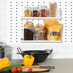 Therwen 4 Pack Magnetic Pegboard Shelves Wall Organizer Metal Pegboard Shelf Steel Tray Accessories Organizing Tools for Craf