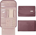 Travel Jewelry Organizer Box, Foldable Travel Case for Earrings, Necklaces, Rings, Bracelets, Red Sandalwood