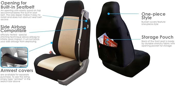 FH Group Car Seat Cover Rear Set Striking Striped Car Seat Covers with Rear Split Bench, Universal Fit Interior Accessories f