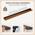 Picture Ledge Wall Shelves 48 inch Width Set of 2, Solid Pine Wood Rustic Floating Ledge Shelves for Wall for Kids' Room Bedr