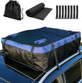 Cyfie Car Rooftop Cargo Carrier Bag, 15 Cubic Feet Waterproof Heavy Duty 420D Oxford Cloth Car Roof Luggage Cargo Storage Bag for All Vehicles with/Without Rack (Black and Blue)