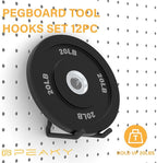 Heavy Duty Pegboard Hooks 12PC - Black Peg Board Hooks for Hanging Tools, Drill Holder, Only Fits 1/4" Peg Board, Ideal for g