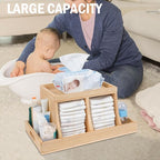 Diaper Caddy Organizer, Changing Table Organizer, Wooden Diaper Organizer for Nursery, Baby Diaper Storage Organizer with Rem