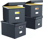 Huolewa Portable Leather File Organizer Boxes with Lids, Office Document Boxes Organizer, Filing Boxes, Decorative Small File