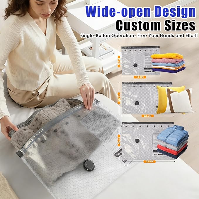 18 Pack Travel Vacuum Storage Bags with Rechargeable Wireless & Hand Pump, Portable Space Saver Bags for Travel & Home, Vacuu