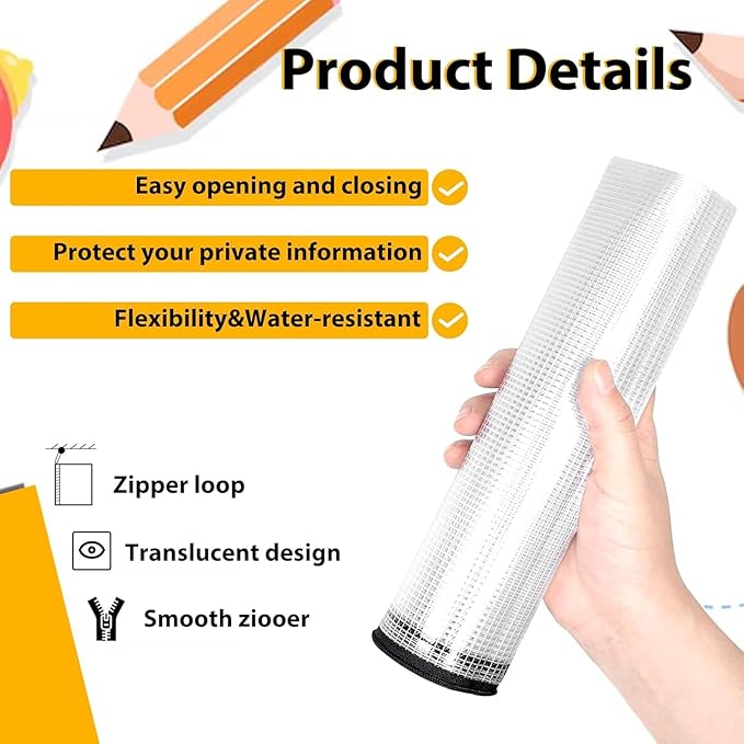 24pcs A4 Mesh Zipper Pouch File Bags, 12pcs Large A3 and 12pcs Letter A4,Black Reusable Zipper Bags for Organizing Storage, W