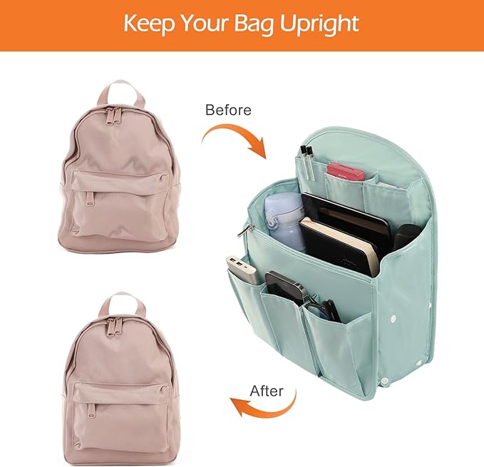 Surblue Backpack Organizer Insert Liner Hanging Travel Rucksack Purse and Handbag Insert Pocket, High-capacity Divider Foldab