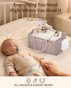 Diaper Caddy Organizer – Portable Storage Basket with Shoulder Strap & Stroller Hooks, Splashproof Quilted Nursery & Car Tote