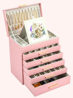 BOOVO Jewelry Boxes for Women, White and Black 6 Layer Large Jewelry Box for Necklace, Bracelet, Earrings, Rings Storage, Jew
