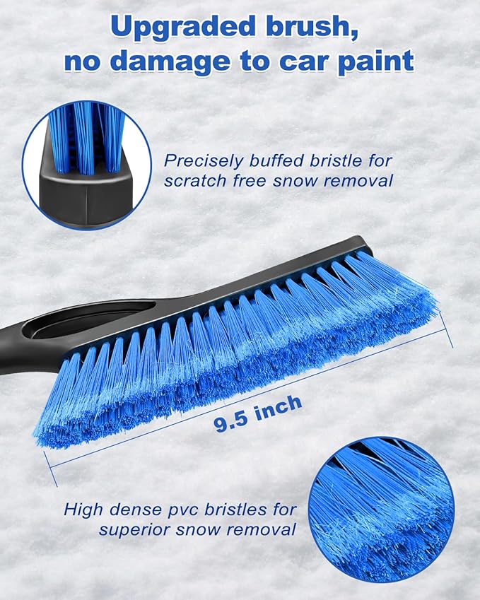 33'' Snow Brush and Ice Scraper for Car Windshield, Aluminum Extendable Snow Removal Tool for Car Window with Foam Grip, Soft Broom Head for Car SUV Vehicle Winter Accessories