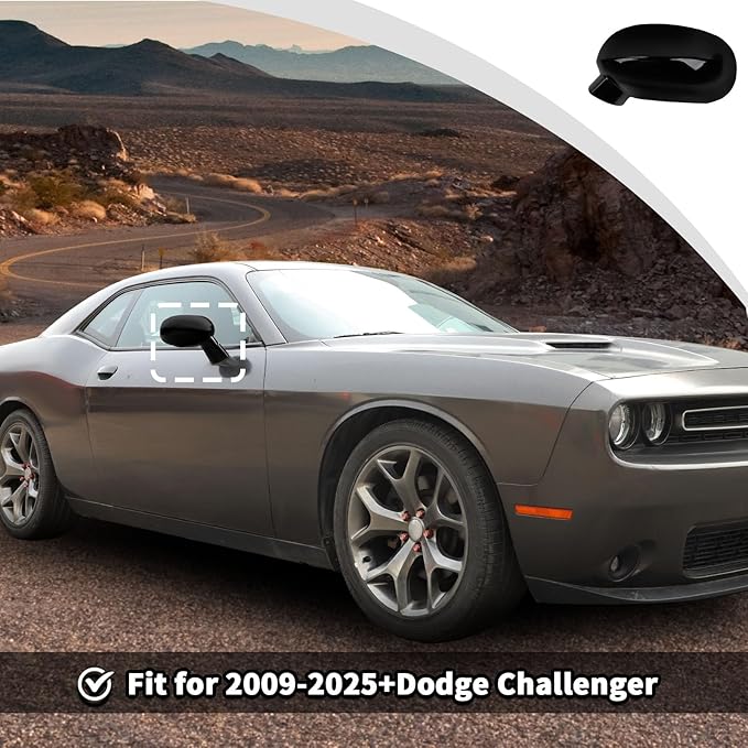 Voodonala for Challenger Rearview Mirror Cover Side Mirror Trim Shell Cover Decoration Trim for 2009-2025+Dodge Challenger Exterior Accessories,10pcs ABS Black