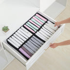 Qozary 4 Pack Drawer Organizers for Clothing, 8 Grids Foldable Closet Organizers and Storage Bins for Bedroom, Dresser Organi
