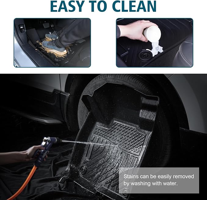 Car Floor Mats for 2013-2018 Toyota RAV4, All Weather TPE Rubber Custom Fit Car Mats Front & Rear 2 Row Mats, Non Slip, Black (2013-2018 RAV4)