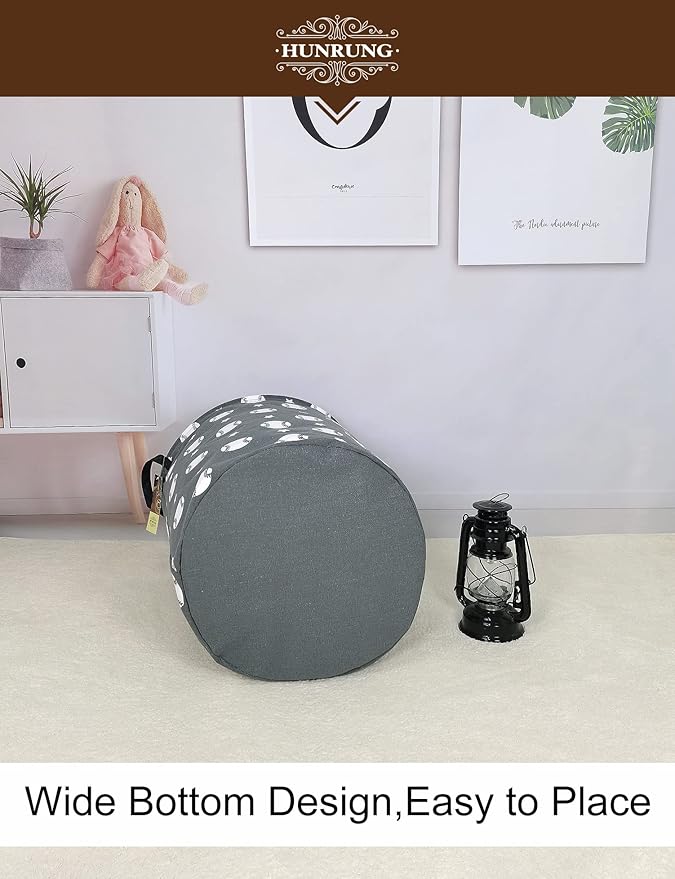 HUNRUNG Laundry Hamper,Large Canvas Fabric Lightweight Storage Basket Toy Organizer Dirty Clothes Collapsible Waterproof for 