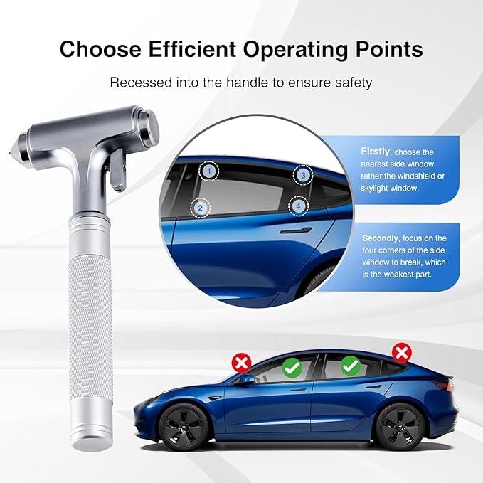 for Tesla Glass Breaker Window Breaker Seatbelt Cutter Safety Hammer Car Window Breaker Tool Seatbelt Cutter Emergency Rescue