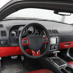 Linskip Steering Wheel Trim Compatible with Dodge Challenger/Charger/Durango/Dart 2009-2014 & Journey 2013-2022, Steering Wheel Cover for Challenger Interior Accessories 3Pcs(Red)