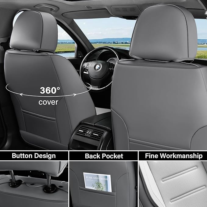 Coverado Car Seat Covers, Front Covers for Cars, Car Seat Cover Front Seats, Automotive Seat Cover, Waterproof, Leather Car S