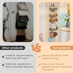 Dmevkic Purse Organizer Over The Door,Adjustable Durable Metal Purse Holder Handbag Purse Organizer for Closet with 5 Hooks M