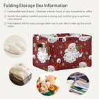 xigua Christmas Decoration Storage Basket Santa Collapsible Storage Bins Waterproof Canvas Storage Basket with Leather Handle