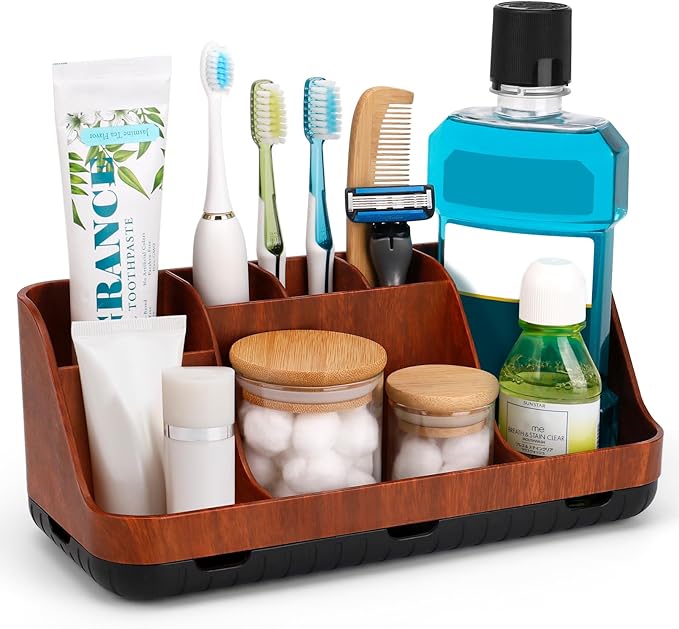 GFWARE Bathroom Decor and Accessories - Detachable 7 Slots Kids Electric Toothbrush and Toothpaste Holde for Bathroom Tray Co