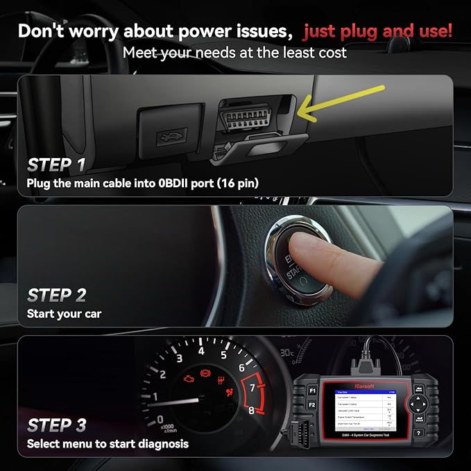 iCarsoft E660 2025 Version 4 Systems OBD2 Scanner, ABS SRS Engine Transmission Car Code Reader with 6 Reset Service Clear Fault