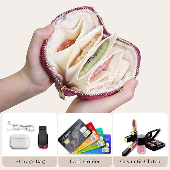 Stratalife Jewelry Travel Case - Small Jewelry Pouch for Bracelets Necklace Bangles Healing Crystal, Portable Earring Ring Or
