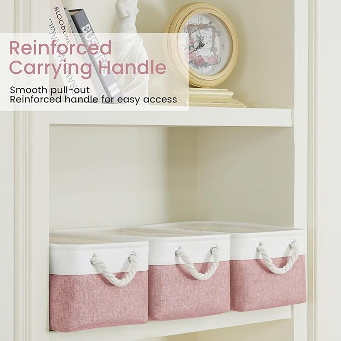 Storage Baskets for Shelves 13.8x9.8x6.7 Inch, Foldable Fabric Storage Bins with Handles, Small Storage Baskets for Organizin