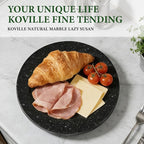 Koville 12'' Black Marble Lazy Susan Marble Turntable for Kitchen Dinning, Granite Lazy Susans Organizer for Cabinet, Serving