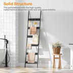 HOOBRO Blanket Ladder, 6-Tier Towel Rack with Hooks, Wall-Leaning Blanket Rack, Decorative Display Ladder Shelf, Scarves, Ind