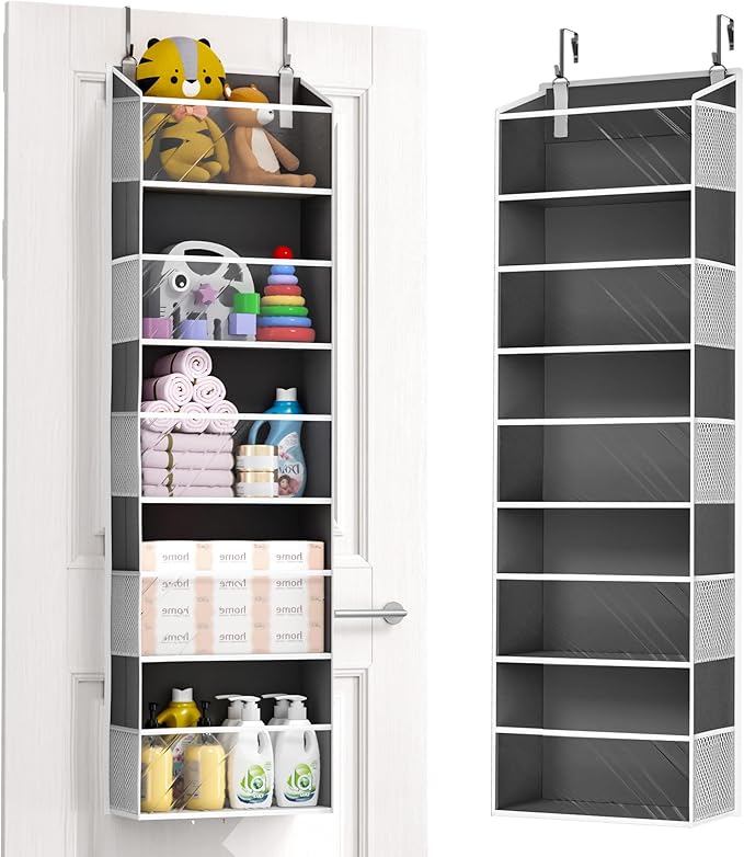 ULG 1-Pack Over Door Organizer with 5 Large Pockets 10 Mesh Side Pockets, 44 lbs Weight Capacity Hanging Storage Organizer wi