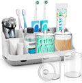 GFWARE Bathroom Toothbrush Holder Set with 2 Pack Qtip Holder Dispenser - Detachable 7 Slots Bathroom Accessory Set, Kids Mar