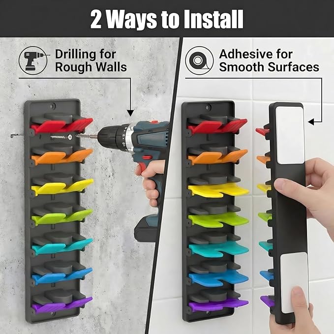 JBD Multicolor Hat Organizer for Baseball Caps, 2-Pack Wall Mounted Hat Rack Holds 20 Hats, Innovative Auto-Grip Clips Hat Ho