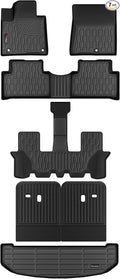 Floor Mats & Cargo Liner for 2021-2025 2026 Kia Sorento 6&7 Seats (not for Hybrid), Full Set All Weather Protection 1st,2nd,3rd Row Car Liners,Backrest Mat & Trunk Mat,Black